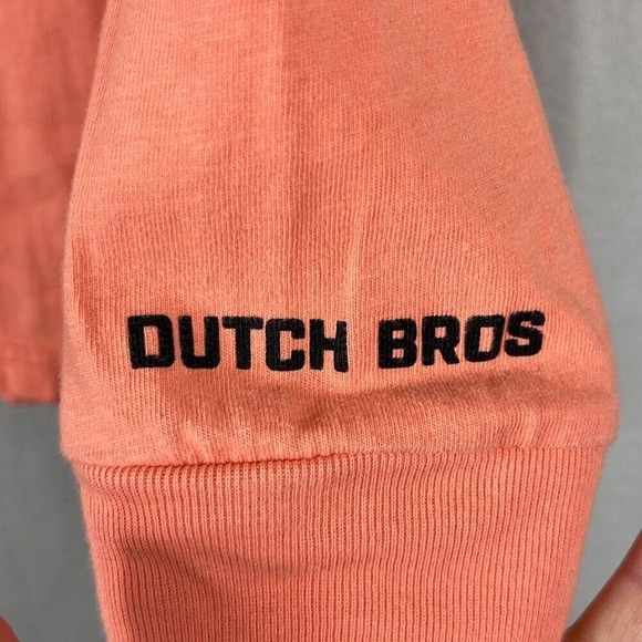 Dutch Bros Womens‎ Long Sleeve T-Shirt Size Large Light Orange Graphic - Picture 4 of 7